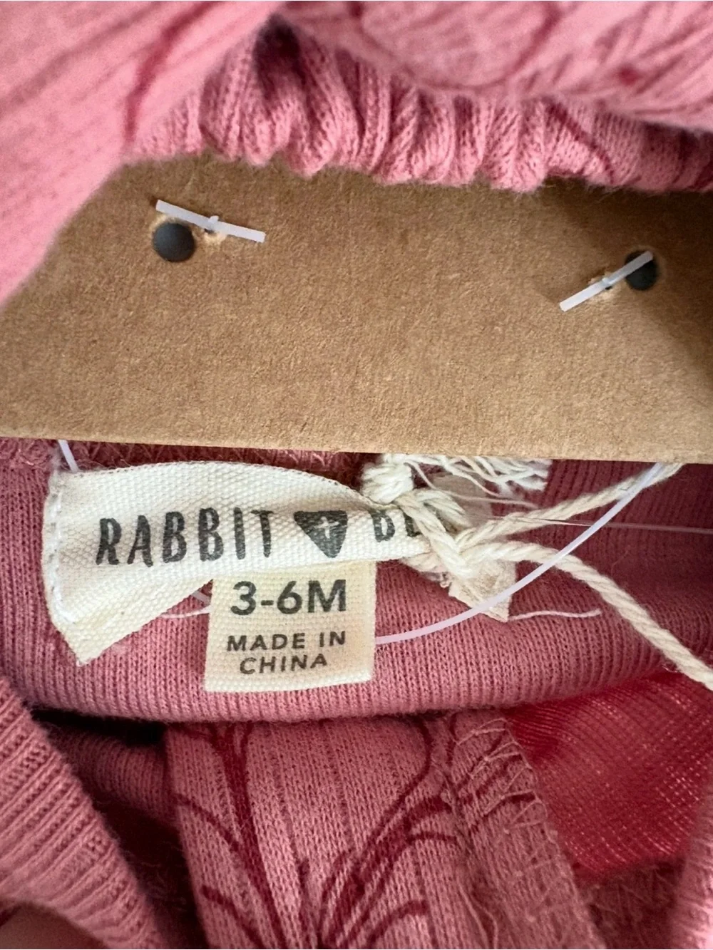 Organic Cotton 2 Piece Set Rabbit+Bear Pink Floral Footsie Pajamas & Bow